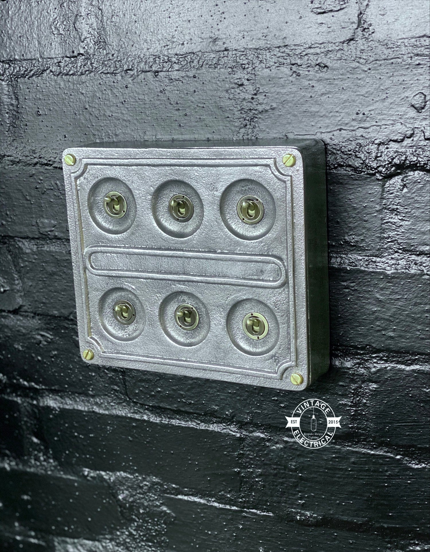 6 Gang 2 Way Solid Cast Metal Light Switch Industrial - BS EN Approved Vintage Crabtree 1950’s Style