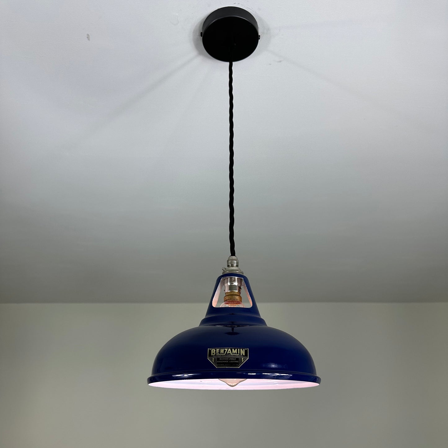 Cawston Small ~ Blue Solid Industrial 1932 Design Shade Pendant Set Light | Ceiling Dining Room | Kitchen Table | Vintage 9 Inch