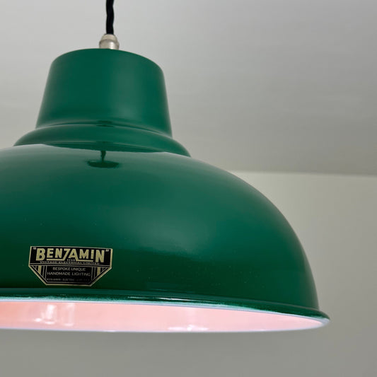 Salthouse XL ~ Racing Green Industrial factory shade light ceiling dining room kitchen table vintage filament lamps pendant bar 14.5 Inch