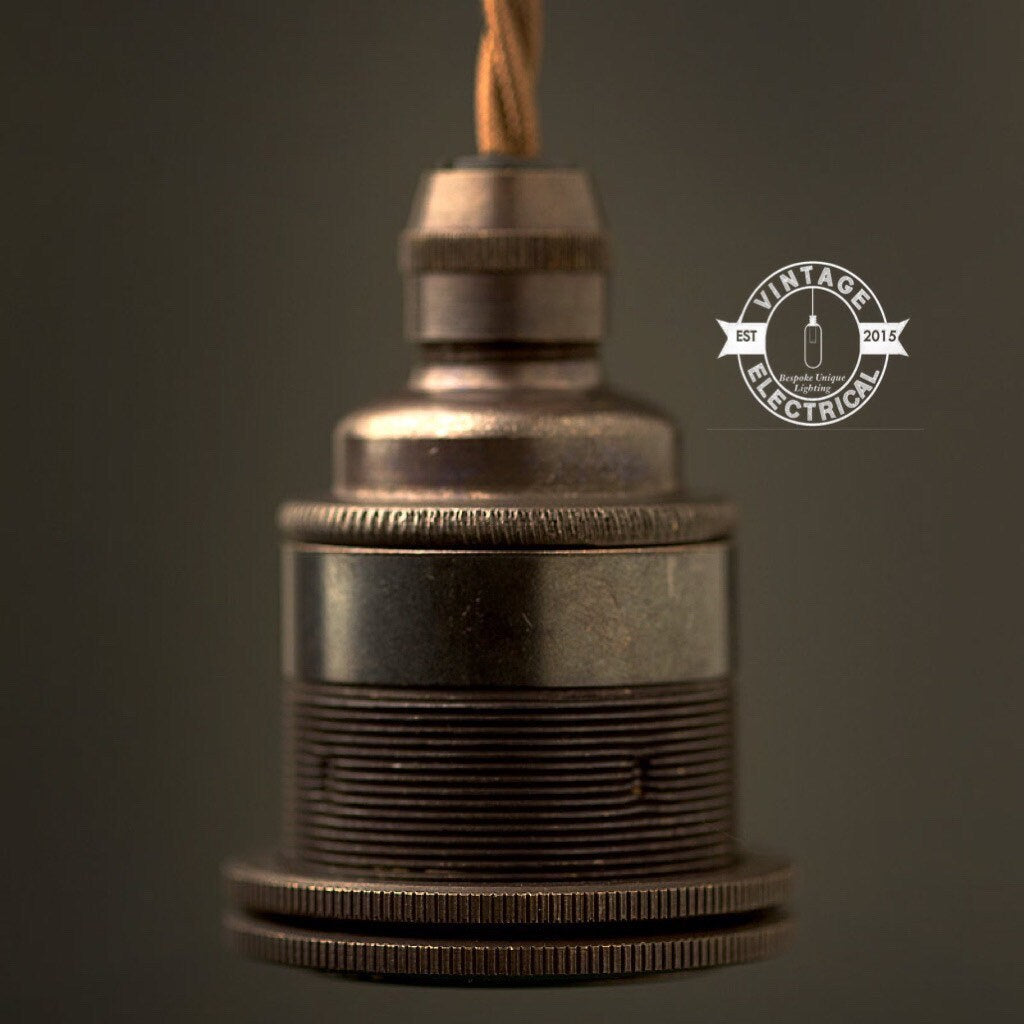 E27 Period Bronze Pewter Black Pendant Lampholder | Bayonet e27 Fitting With Cable Grip