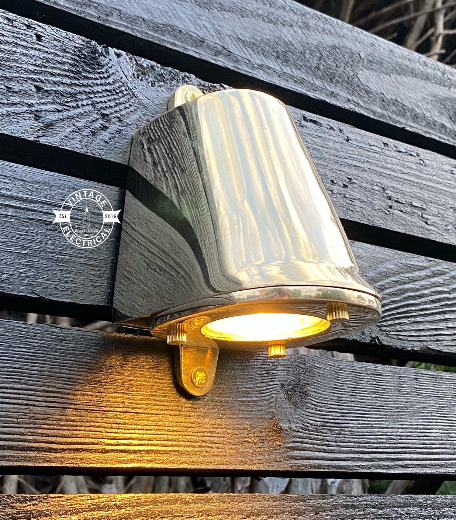 Holt ~ Solid Brass Mast Down Light LED Industrial Cargo Ship Sconce Marine Light Bulkhead Hand Crafted Wall Nautical Passage Way