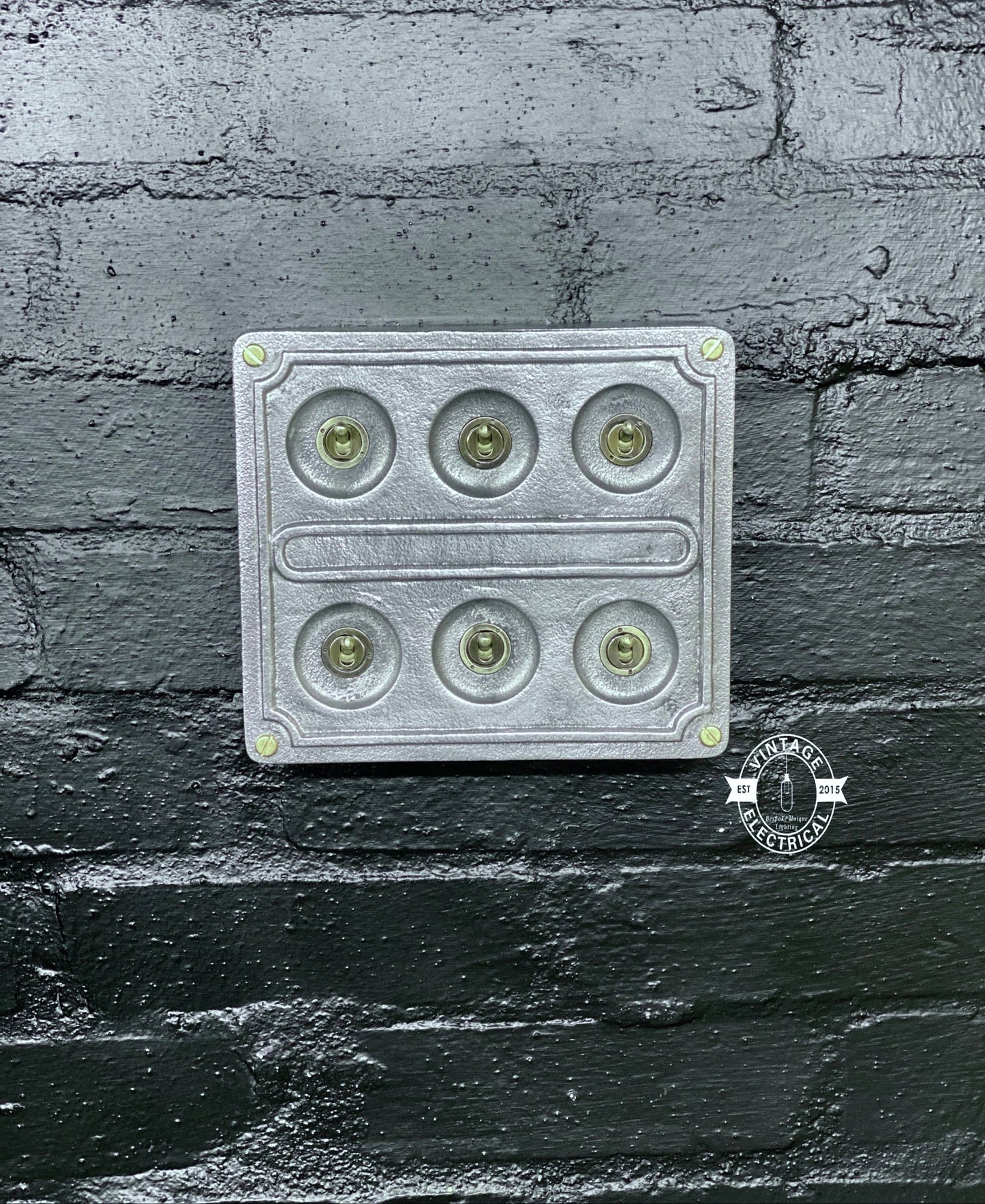 6 Gang 2 Way Solid Cast Metal Light Switch Industrial - BS EN Approved Vintage Crabtree 1950’s Style