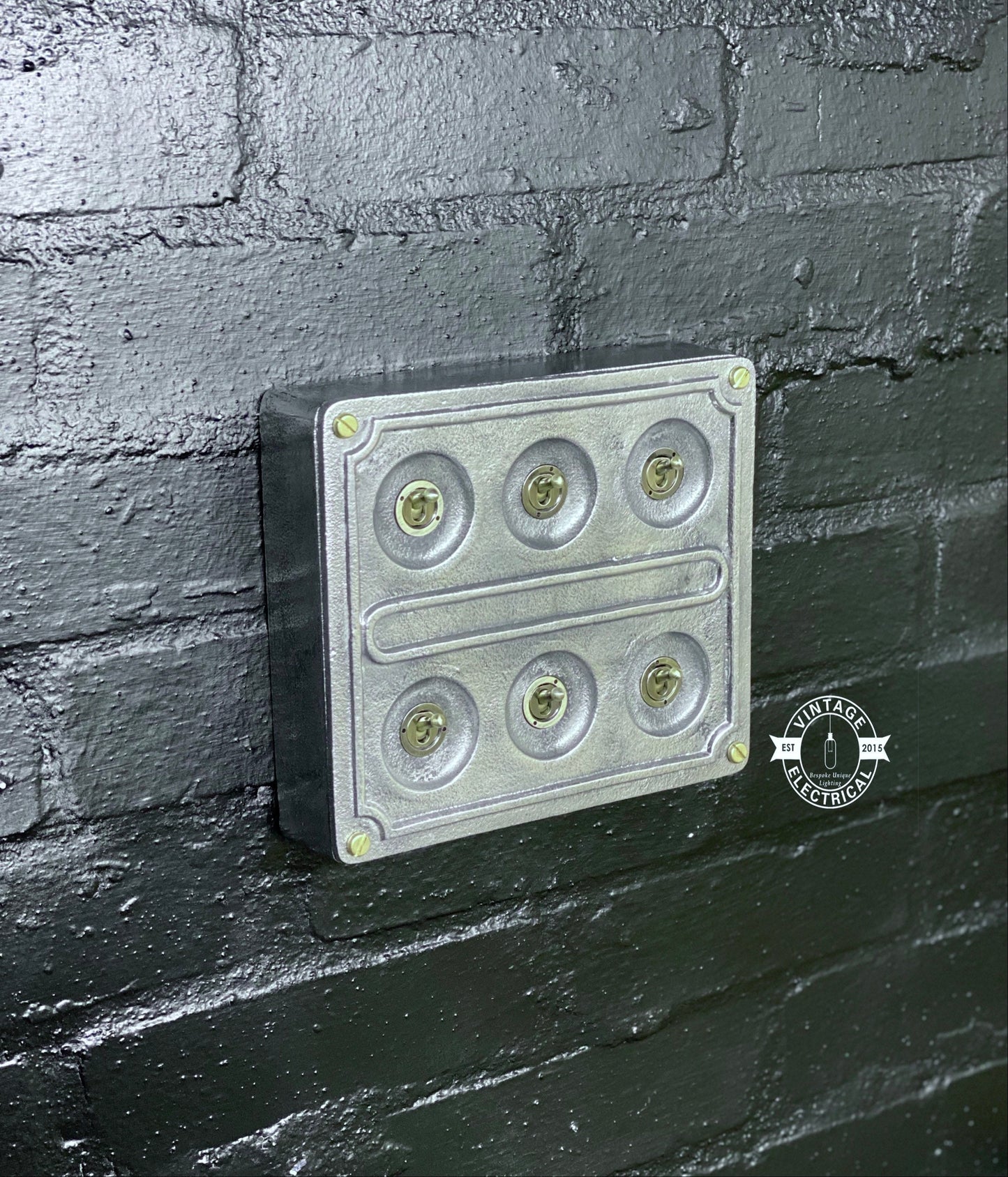 6 Gang 2 Way Solid Cast Metal Light Switch Industrial - BS EN Approved Vintage Crabtree 1950’s Style