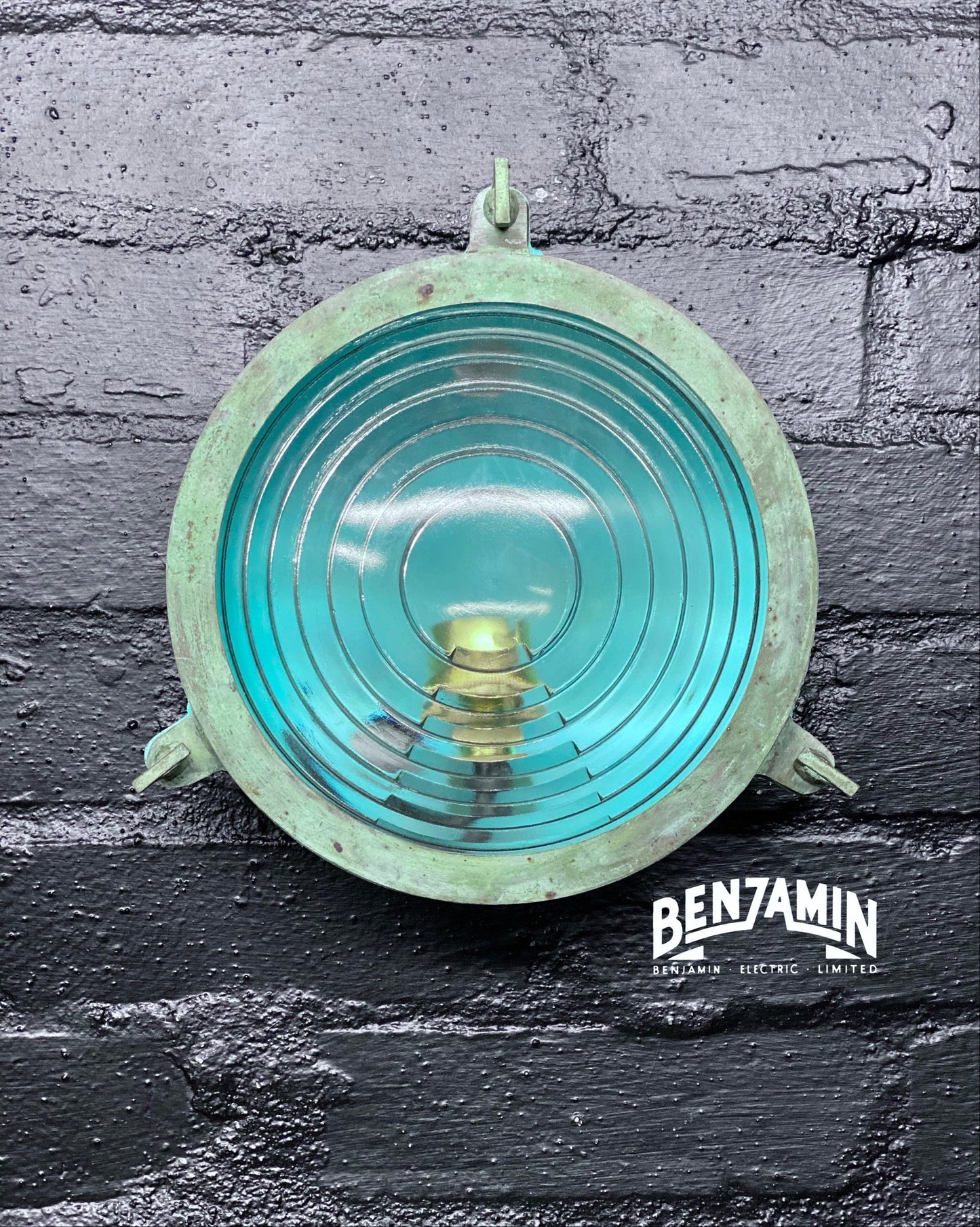 Wroxham ~ Verdigris Solid Brass Round Bulkhead Industrial Wall Light | Ceiling Bathroom | Outdoor Garden | lighthouse Vintage Filament Bulb