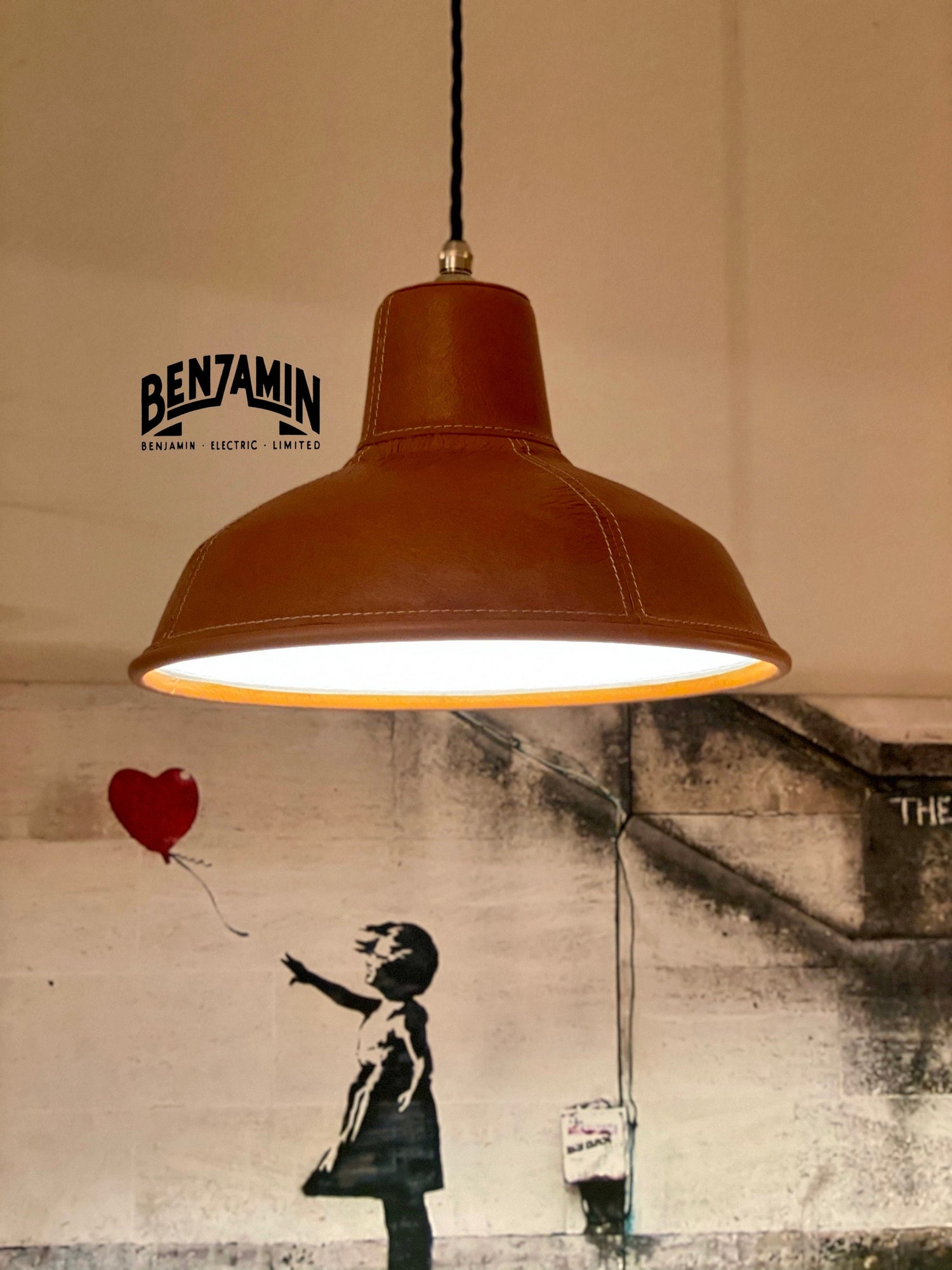 Filby ~ Genuine Tan Leather Stitched Solid Steel Shade Pendant Set Light | Ceiling Dining Room | Kitchen Table | Vintage Filament Bulb