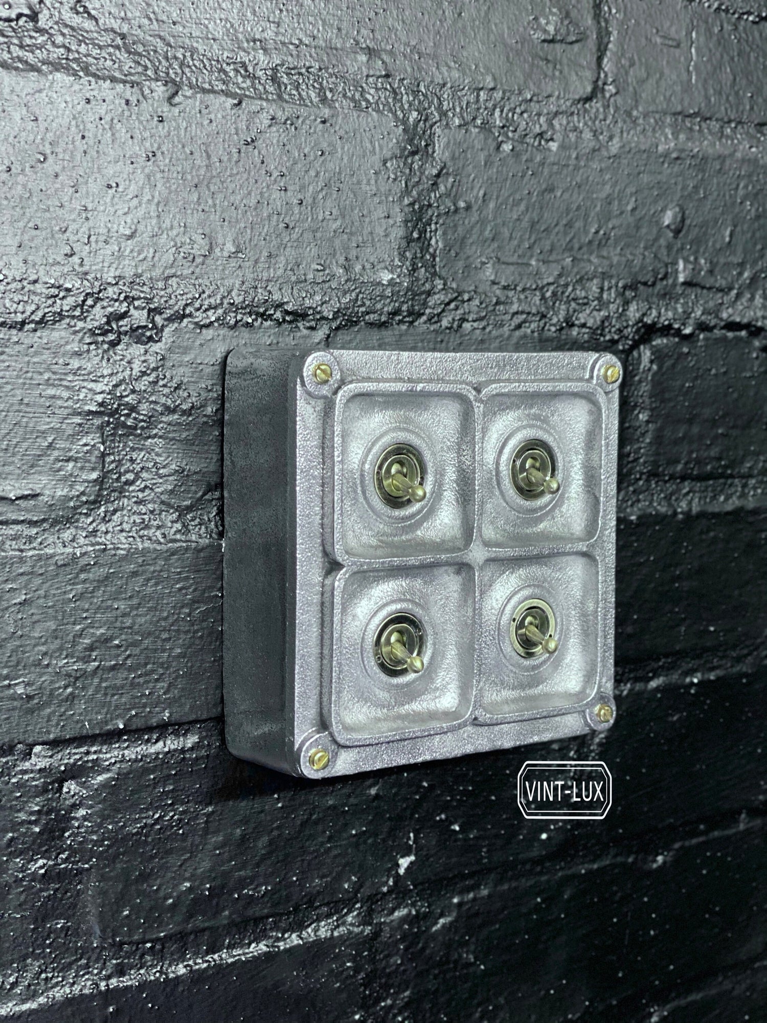 4 Gang 2 Way Solid Cast Metal Light Switch Industrial - BS EN Approved Vintage Crabtree 1950’s Style