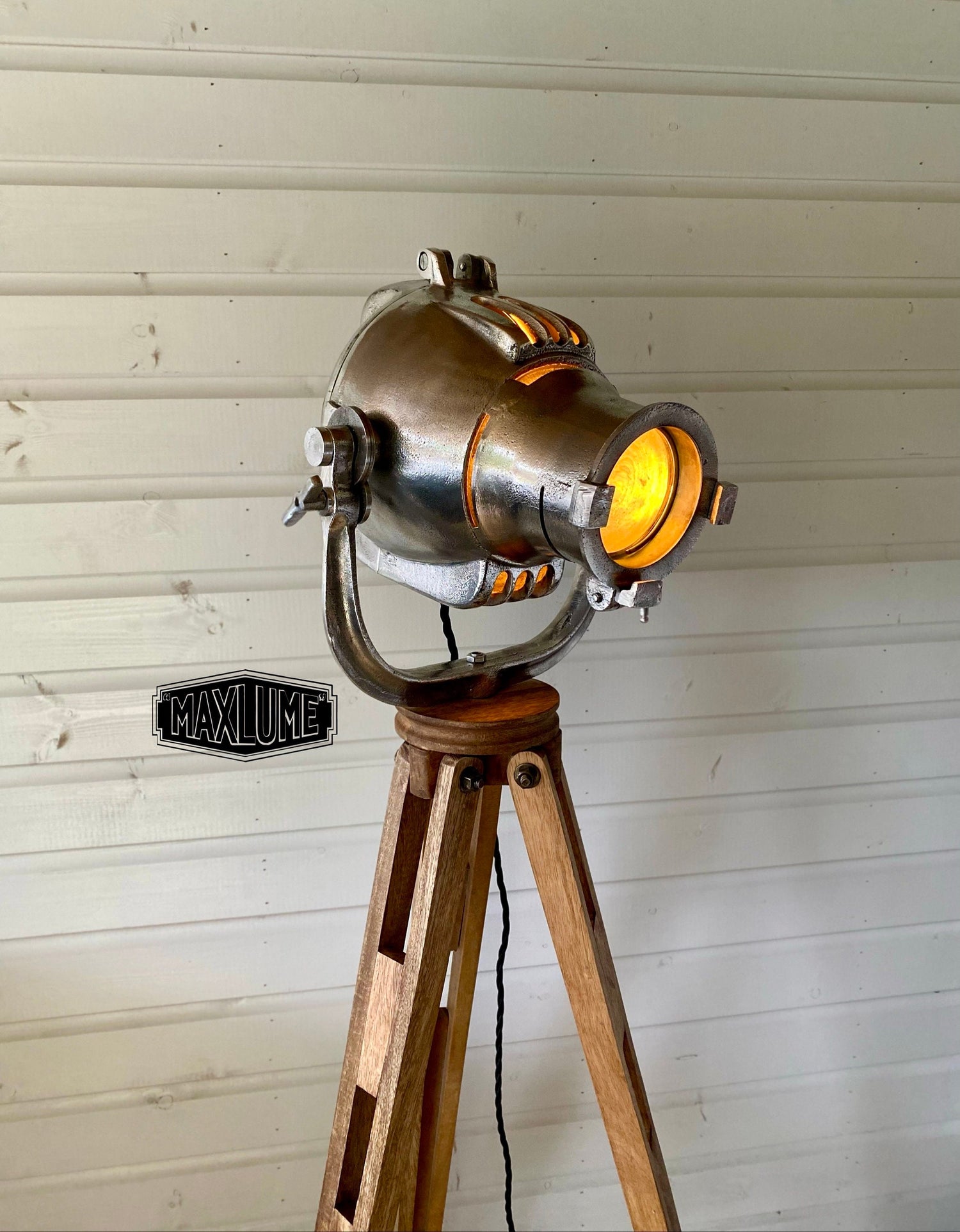 Maxlume ~ Searchlight Designer Tripod Light Luxury Theatre Spot Light Living Room Vintage