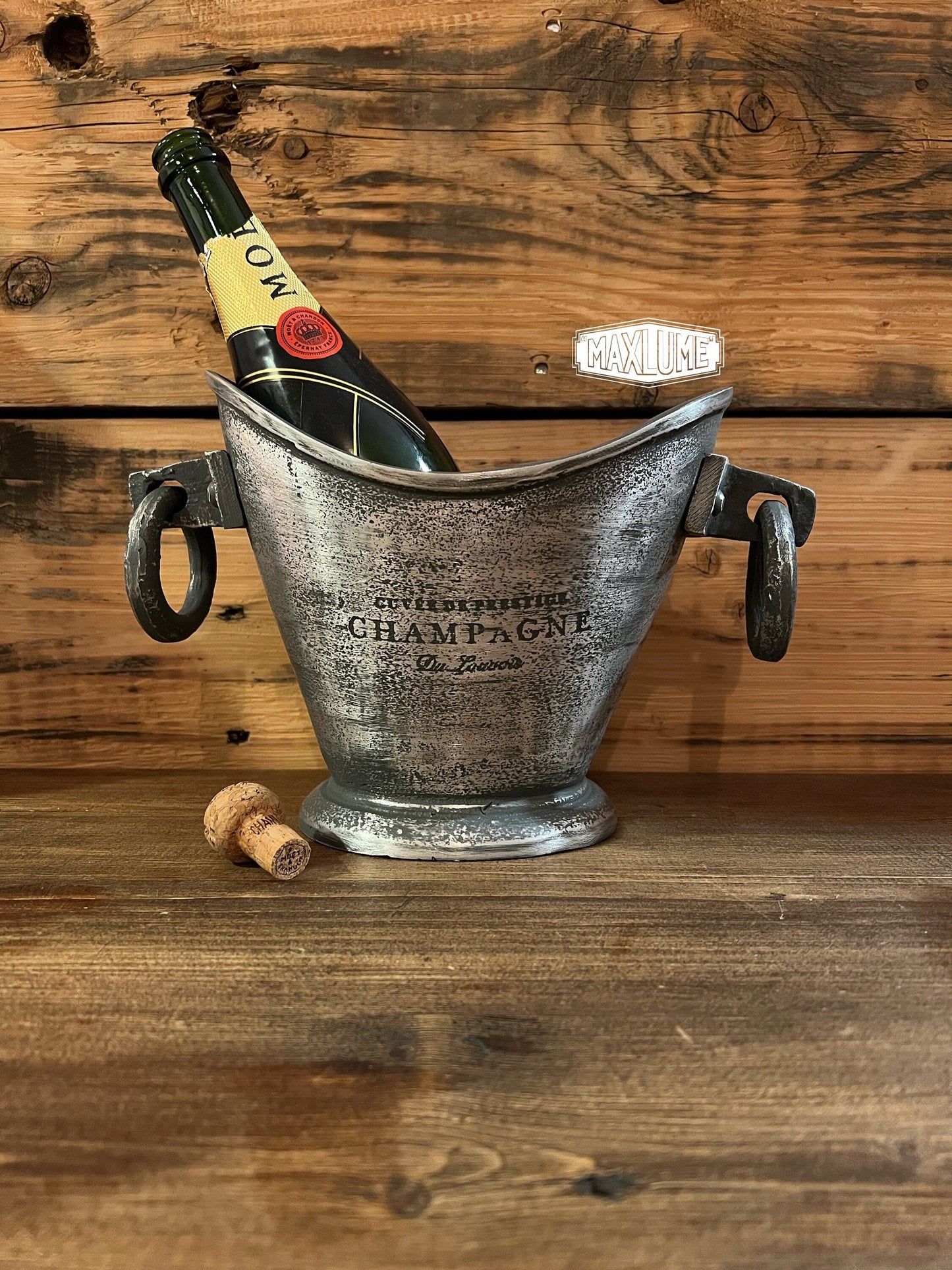 Maxlume ~ Solid Cast Engraved Champagne Ice Bucket | Wine Cooler