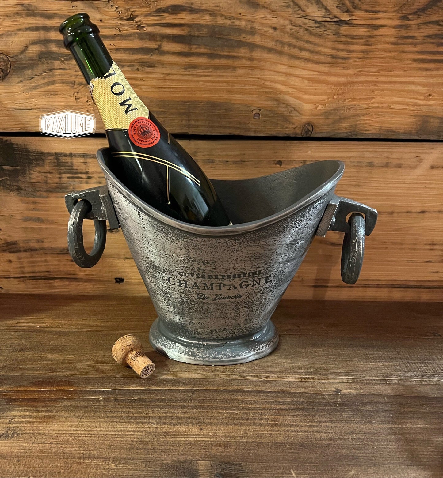 Maxlume ~ Solid Cast Engraved Champagne Ice Bucket | Wine Cooler