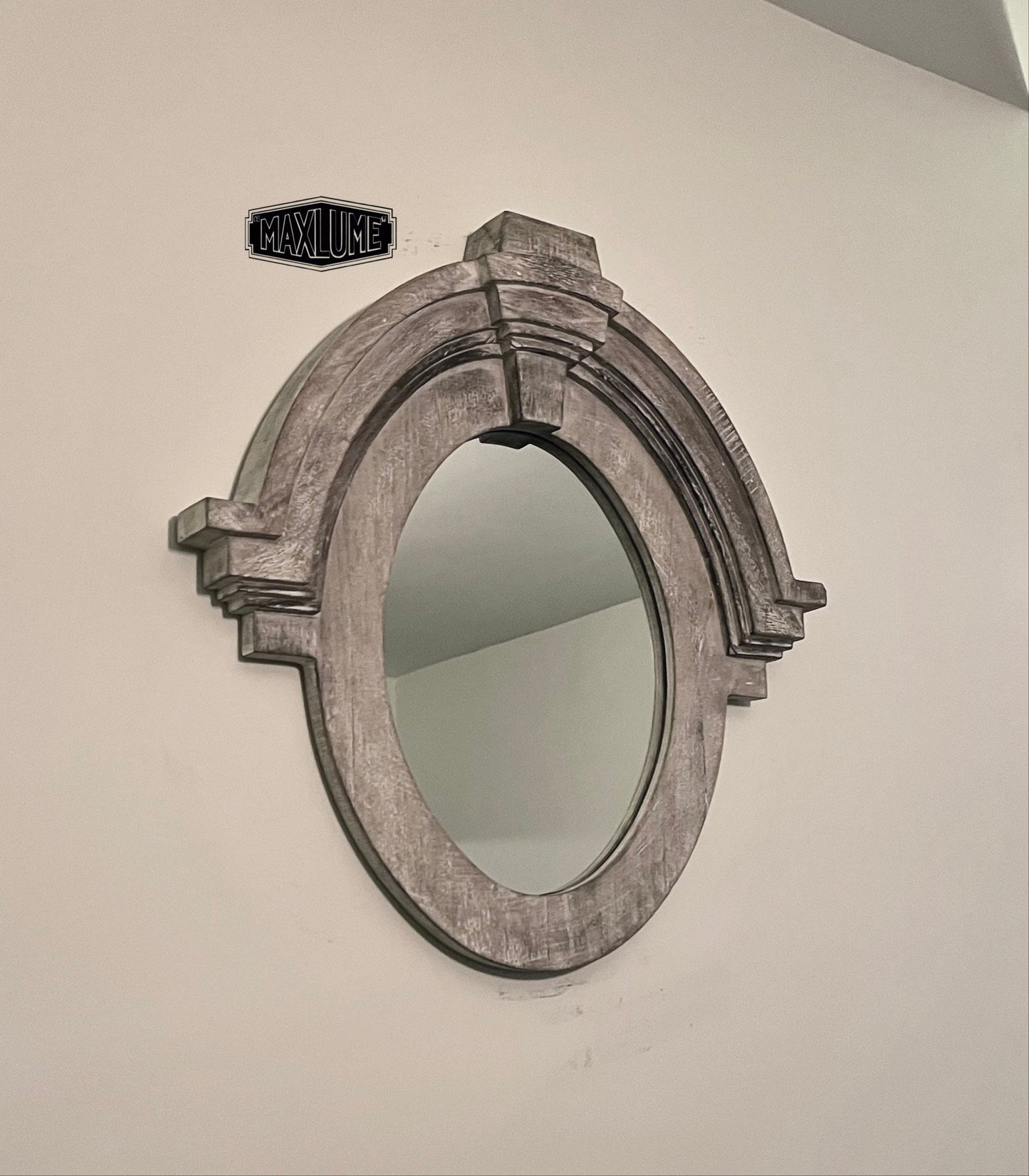 Maxlume ~ Mansard Arched Mirror | Solid White Washed Mango Wood | Gift Idea