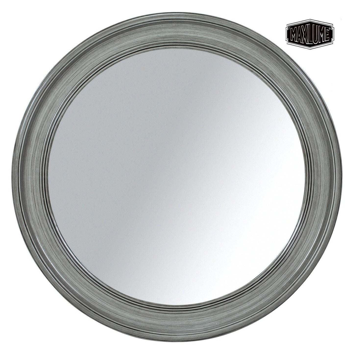 Maxlume ~ Oversized Round Mirror Solid Shabby Chic Washed Grey Industrial 89cm