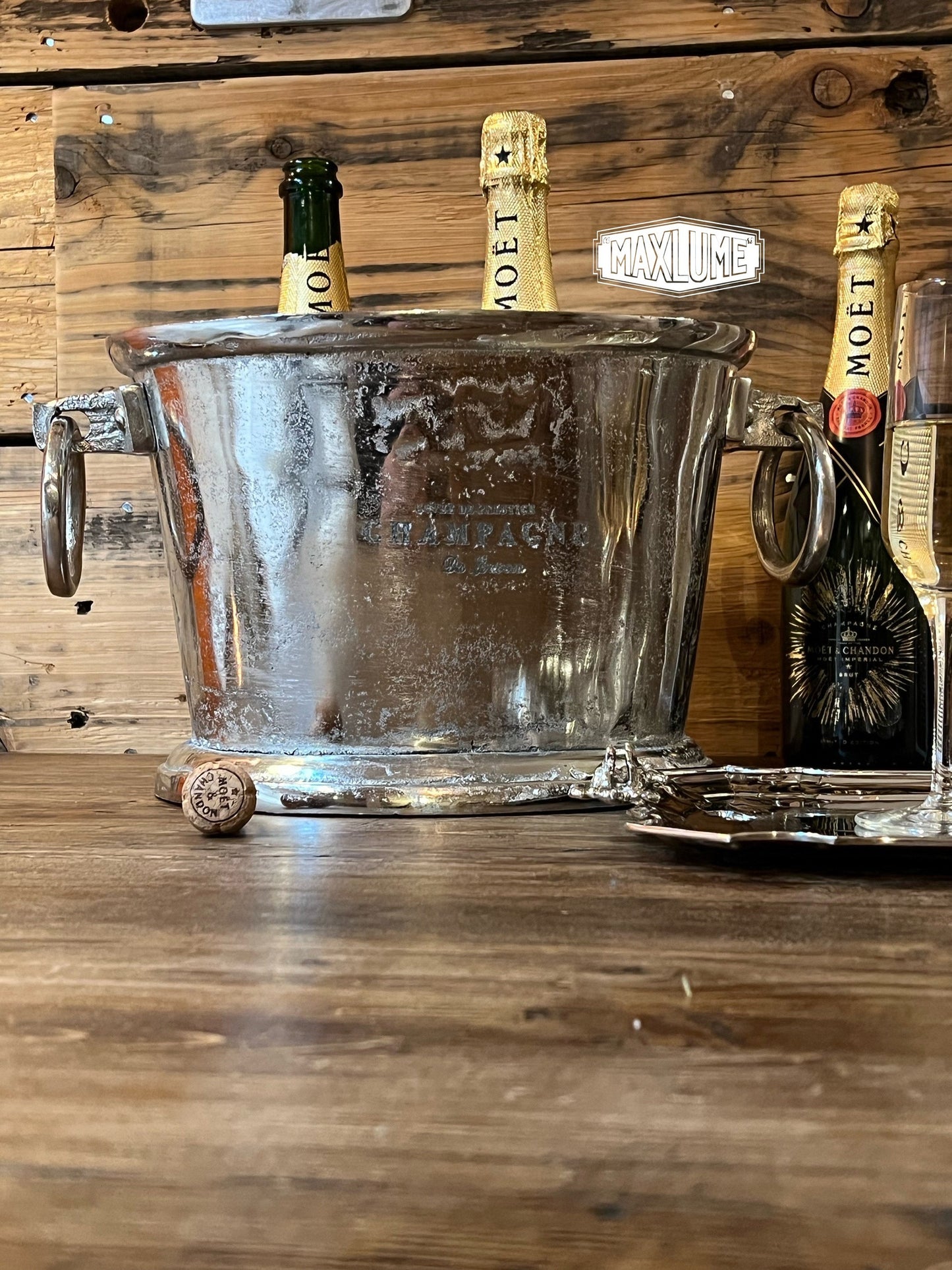 Maxlume ~ Great Gatsby ~ Solid Cast Engraved Champagne Ice Bucket | Wine Cooler **Factory Second**