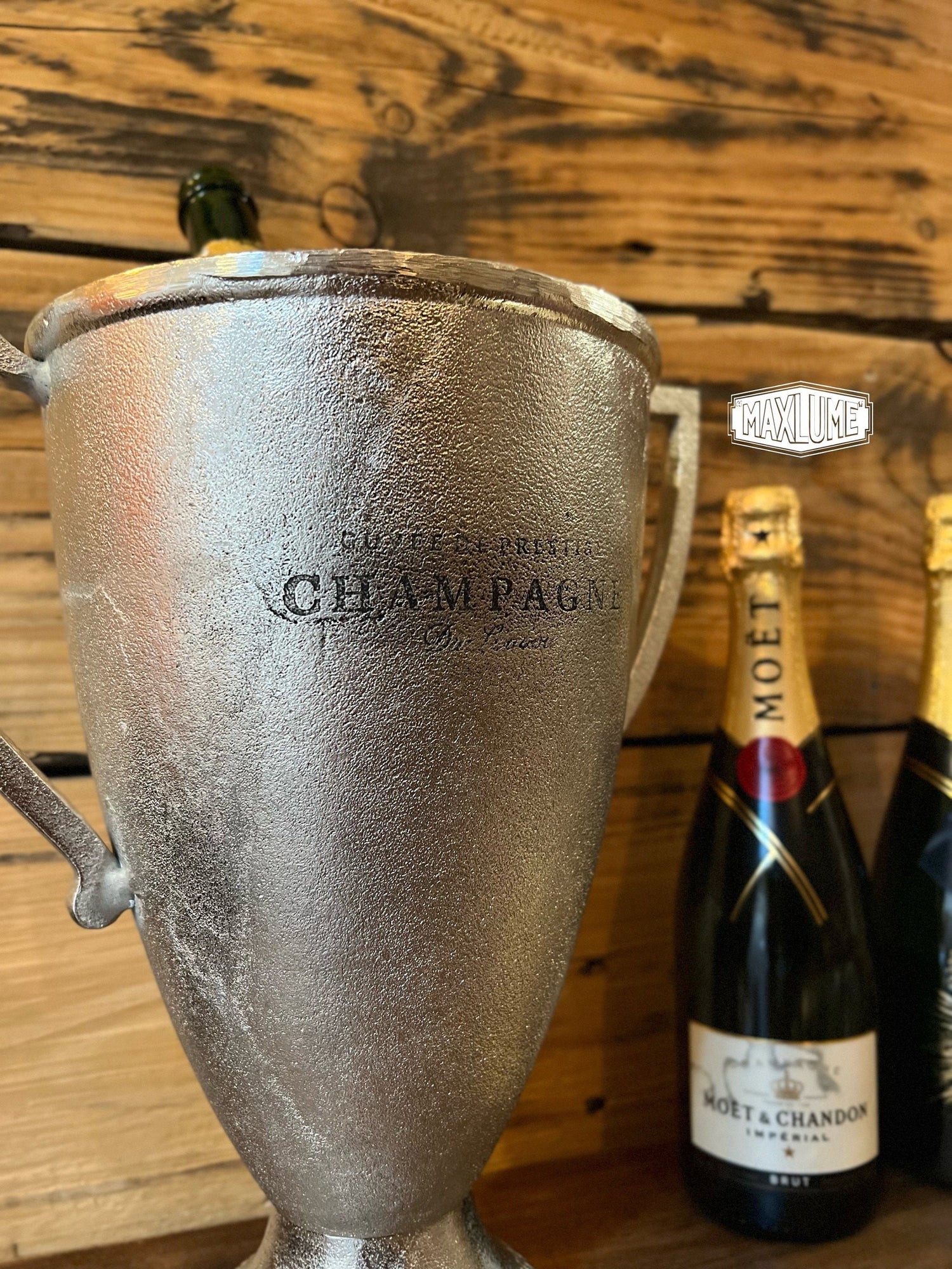 Maxlume ~ Trophy Solid Cast Engraved Champagne Ice Bucket | Wine Cooler | Christmas Gift