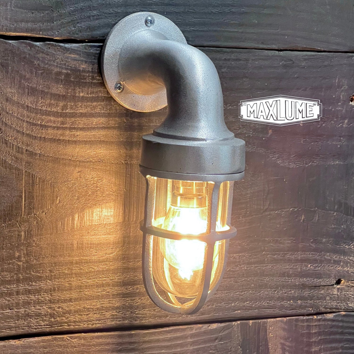 Shingham ~ Solid Cast Caged Bulkhead Industrial Wall Light | Bathroom | Outdoor Garden | Vintage