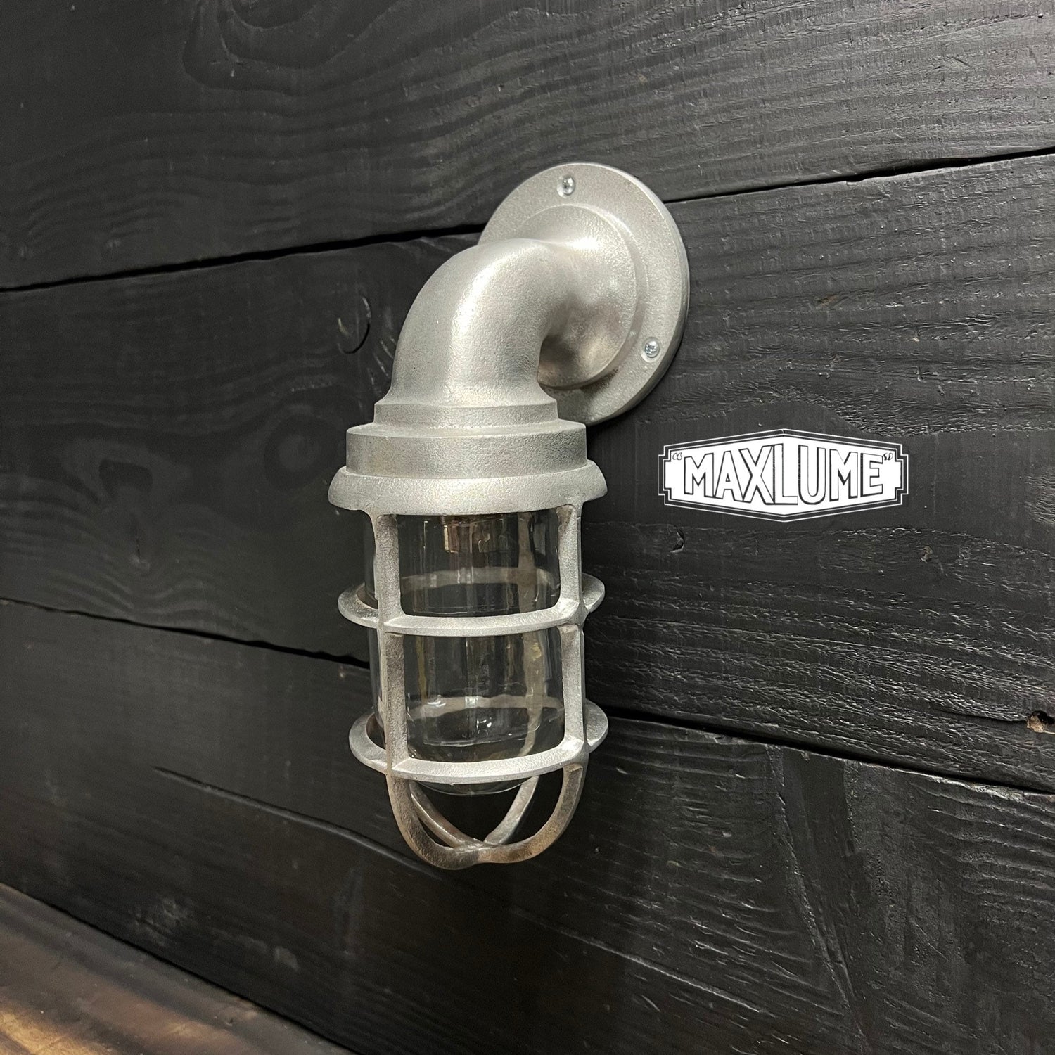 Beachamwell ~ Raw Solid Cast Industrial Caged Bulkhead Industrial Wall Light | Bathroom | Outdoor Garden | Vintage 1 x Edison Filament Bulb