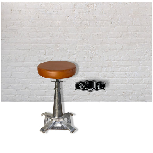 Maxlume ~ London Industrial Solid Bar Stool Leather Base | Vintage Style | Solid Cast Metal | Floor Standing