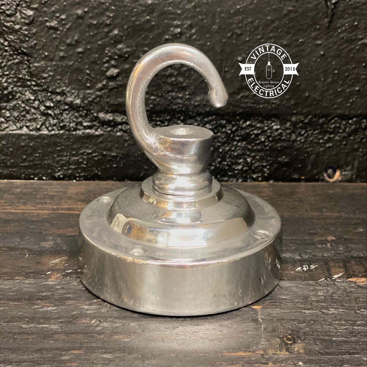 Holkham XL ~ Solid Industrial Hook | Ceiling Hanging Light | Vintage Silver Polished Metal | Plant Hanger