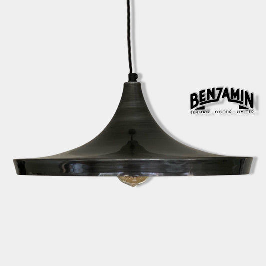 Beetley ~ Pewter Grey Solid Steel Shade Pendant Set Light | Industrial Factory ceiling dining room kitchen vintage beat **Factory Second**