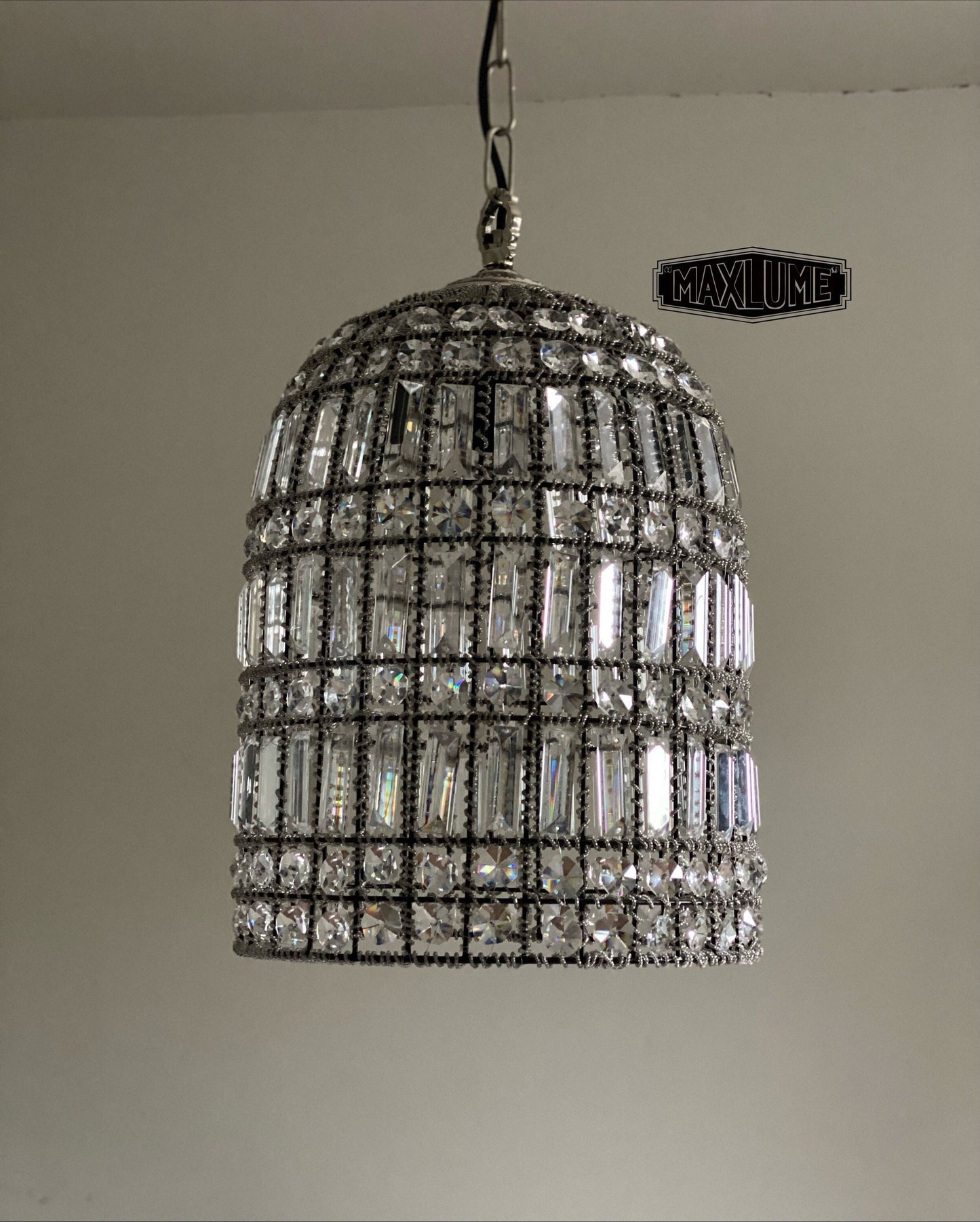 Maxlume ~ XL French Glass Bird Cage Luxury Chandelier Light Dining Room Ceiling Pendant