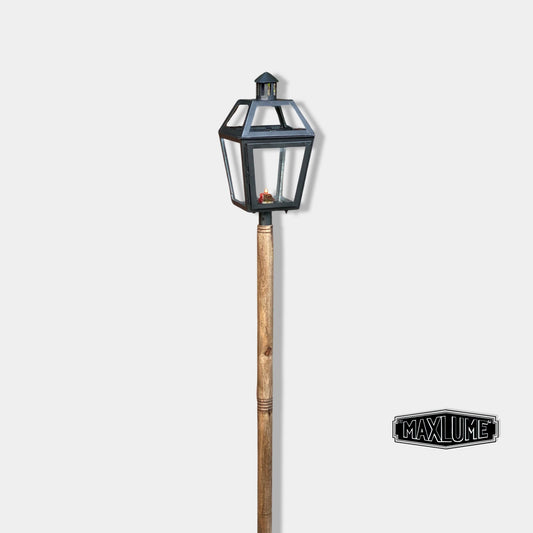 Maxlume ~ Solid Wooden Spike Outdoor Candle Lantern Sconce Industrial Light Nautical Patinated Bronze