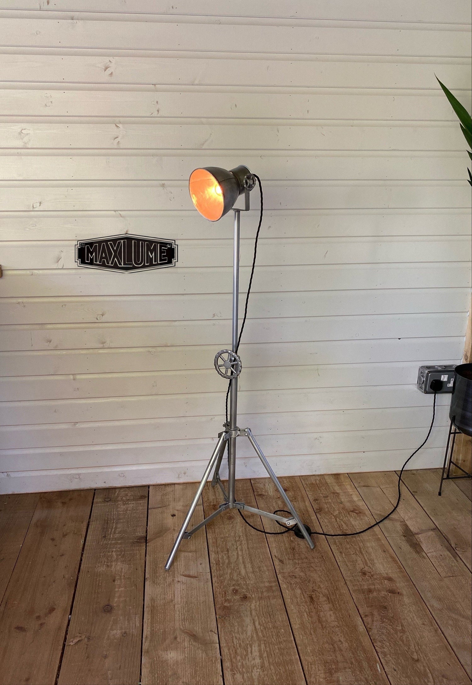 Maxlume ~ Industrial Tripod Light Theatre Spot Light Living Room Vintage