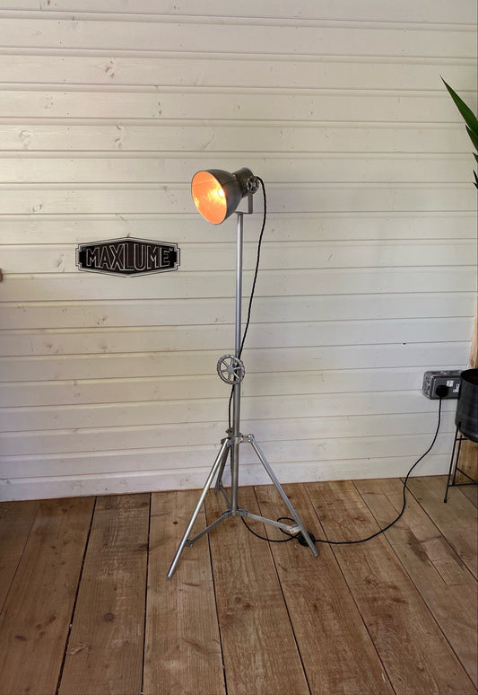 Maxlume ~ Industrial Tripod Light Theatre Spot Light Living Room Vintage