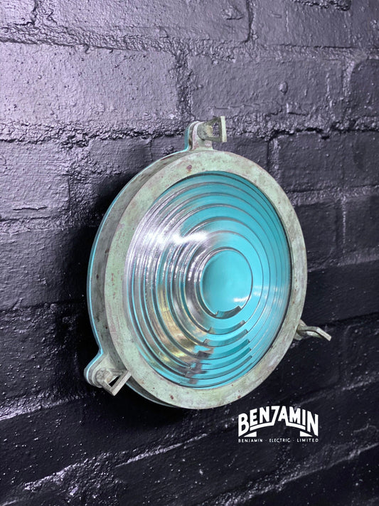 Wroxham ~ Verdigris Solid Brass Round Bulkhead Industrial Wall Light | Ceiling Bathroom | Outdoor Garden | lighthouse Vintage Filament Bulb