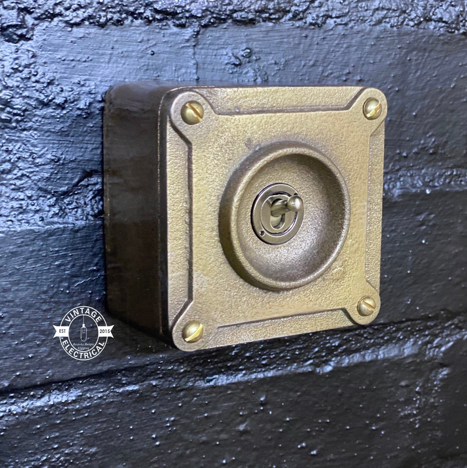 Single Gang Bronze Solid Cast Metal Light Switch Industrial 2 Way - BS EN Approved Vintage Crabtree 1950’s Style