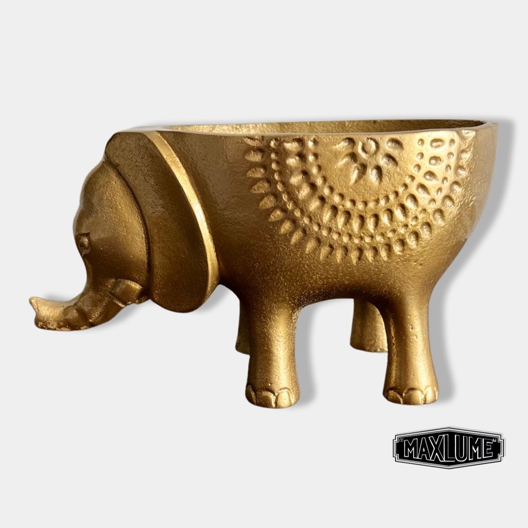 Maxlume - Elephant Solid Cast Brass Metal Planter Pot for Succulents & Plants | Safari Planter | Animal Pot | Unique Planter |