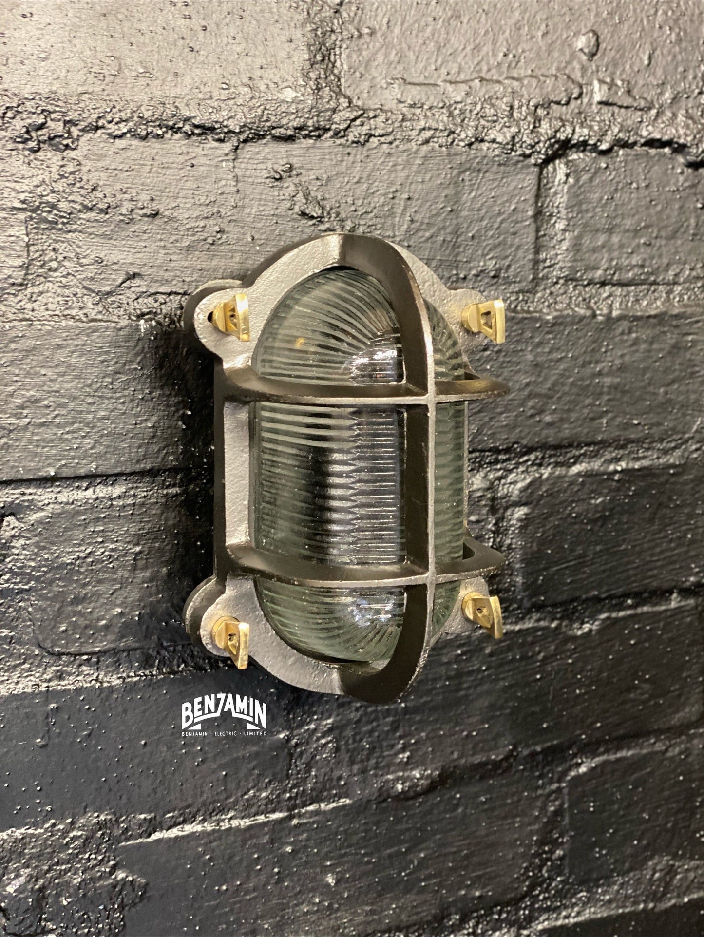 Walsingham  ~  Solid Cast Iron Caged Bulkhead Industrial Wall Light | Ceiling Bathroom | Outdoor Garden | Vintage