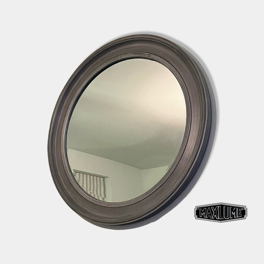 Maxlume ~ Oversized Round Mirror Solid Shabby Chic Washed Grey Industrial 89cm