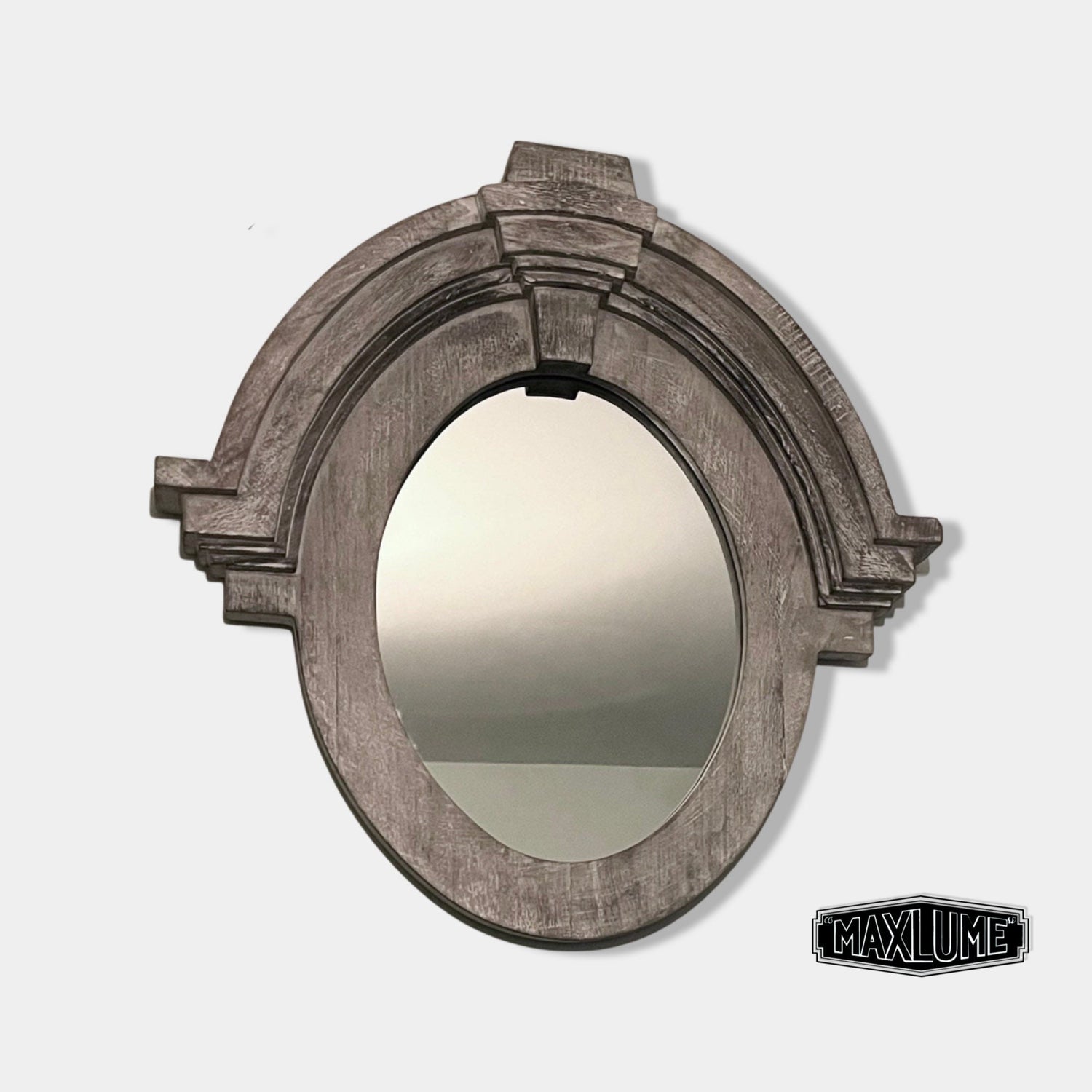 Maxlume ~ Mansard Arched Mirror | Solid White Washed Mango Wood | Gift Idea