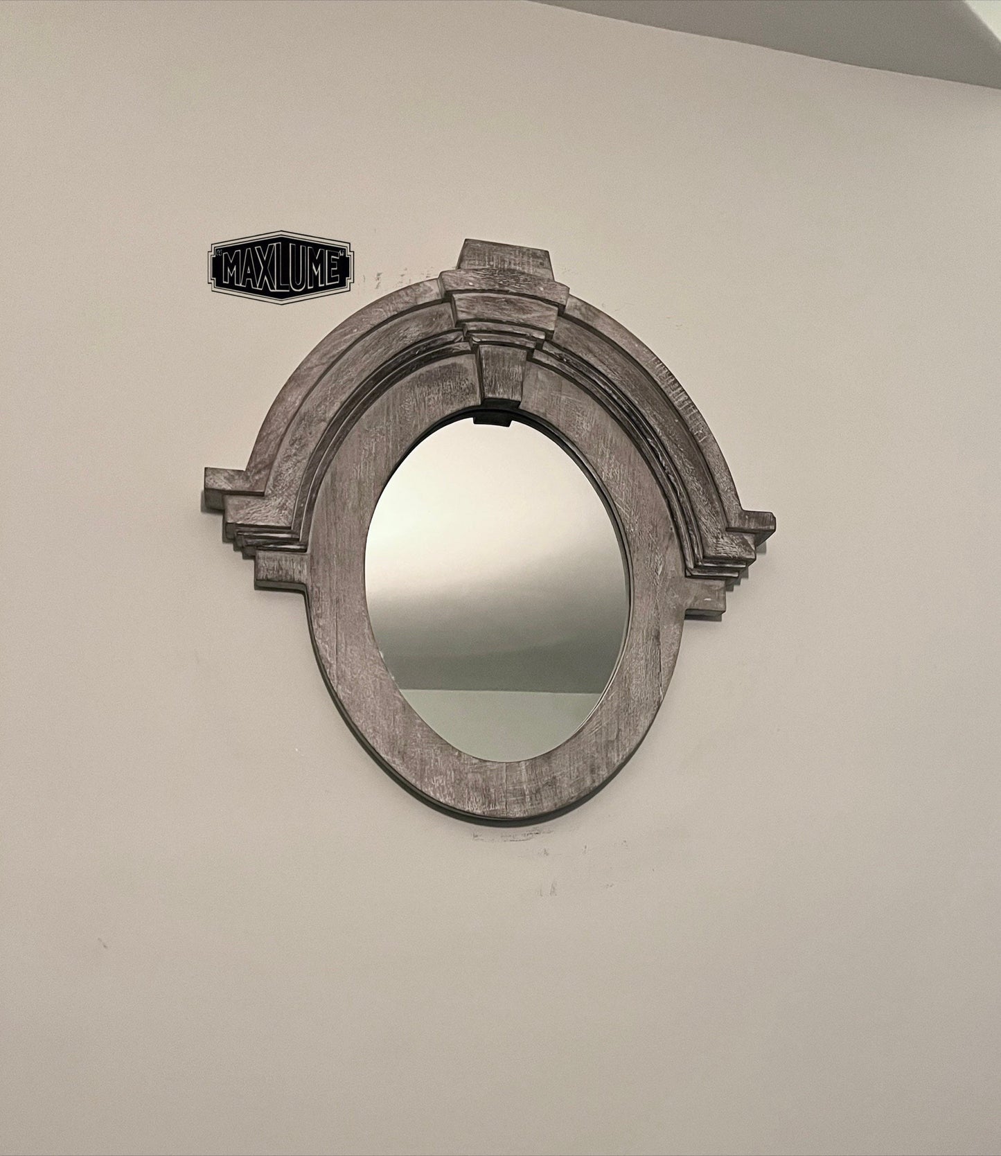 Maxlume ~ Mansard Arched Mirror | Solid White Washed Mango Wood | Gift Idea