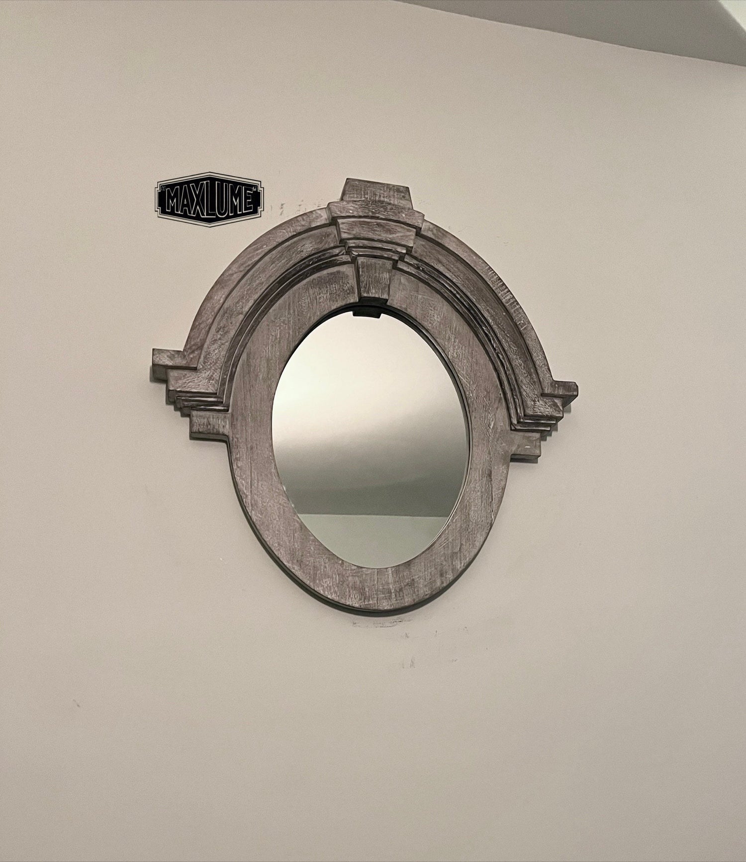 Maxlume ~ Mansard Arched Mirror | Solid White Washed Mango Wood | Gift Idea