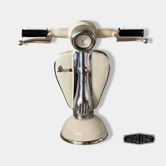 Maxlume ~ White Vespa Scooter Table Lamp Vintage Style | Fabric Cable | Bedroom | Bedside Reading Light | Retro | Dimmable LED Bulb