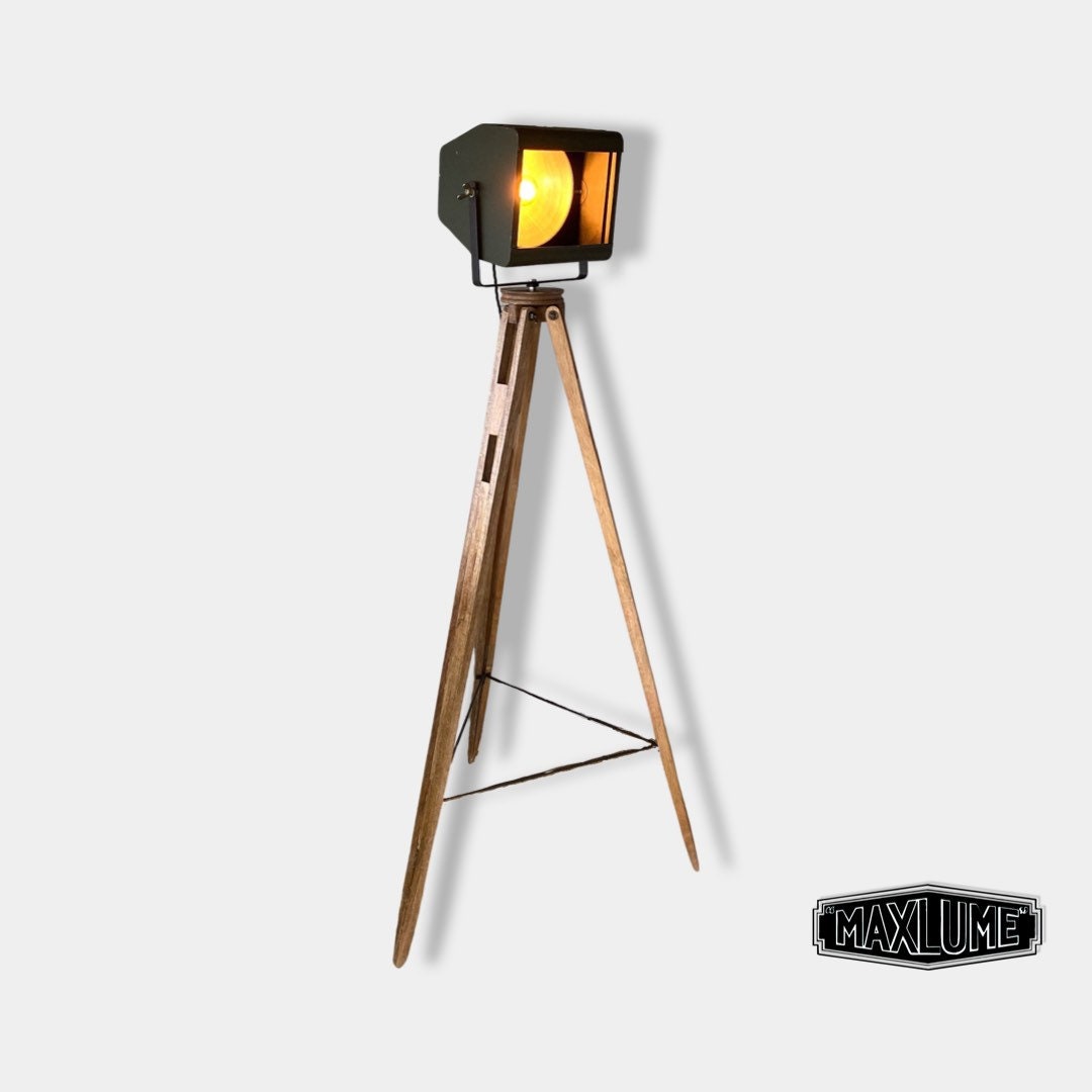 Maxlume ~ Genuine Strand Electric Searchlight Designer Tripod Light Luxury Theatre Spot Light Living Room Vintage Patt 137