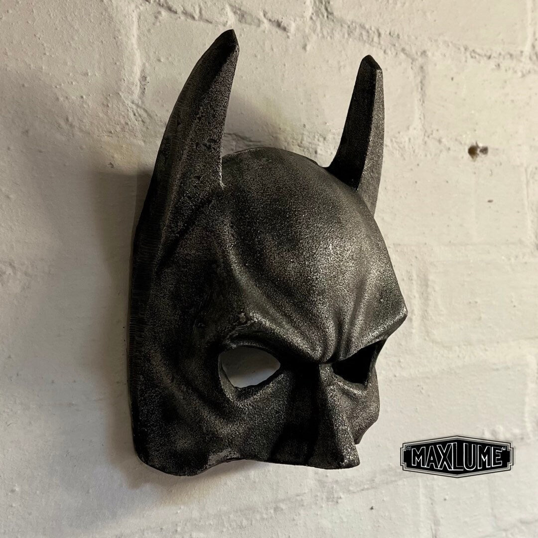 Wall Mount Solid Cast Iron Superhero Knight Mask Dark Black Pewter Finish