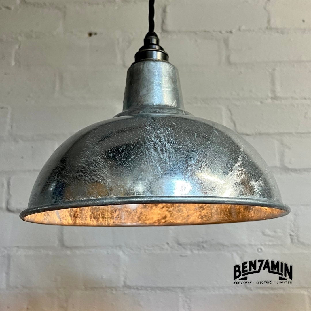 Salthouse ~ 3 x Galvanised Shade Design Pendant Set Track Light | Dining Room | Kitchen Table | Vintage