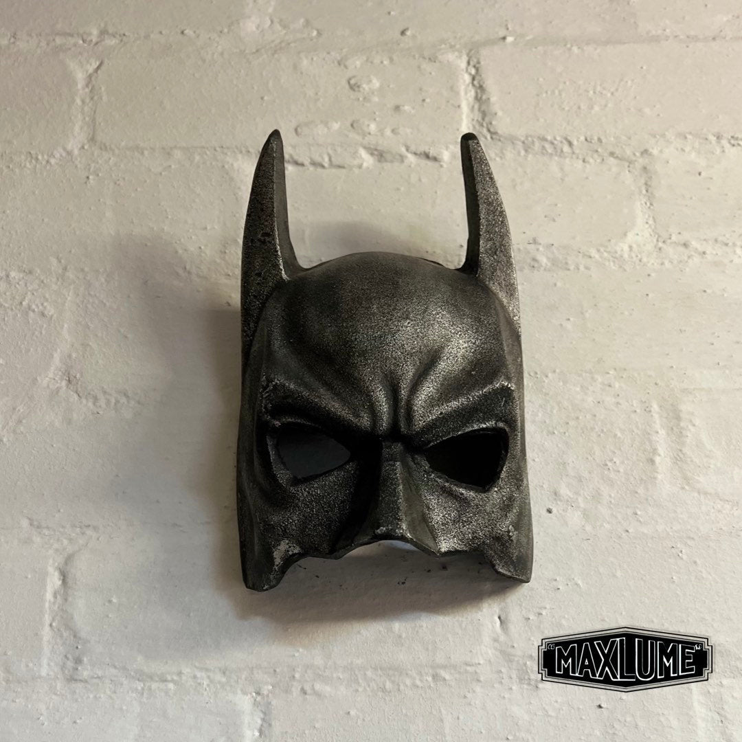 Wall Mount Solid Cast Iron Superhero Knight Mask Dark Black Pewter Finish