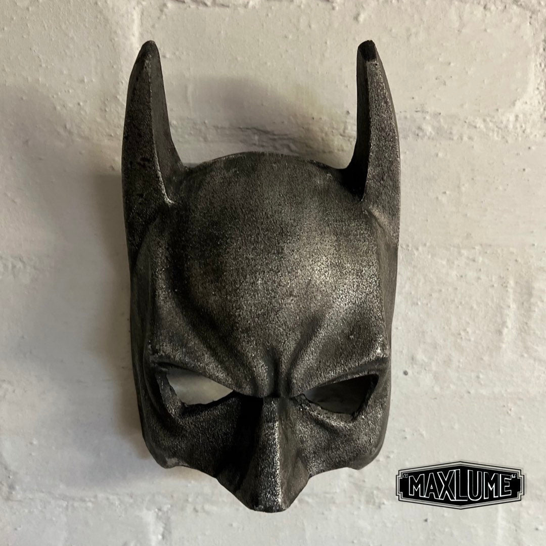 Wall Mount Solid Cast Iron Superhero Knight Mask Dark Black Pewter Finish