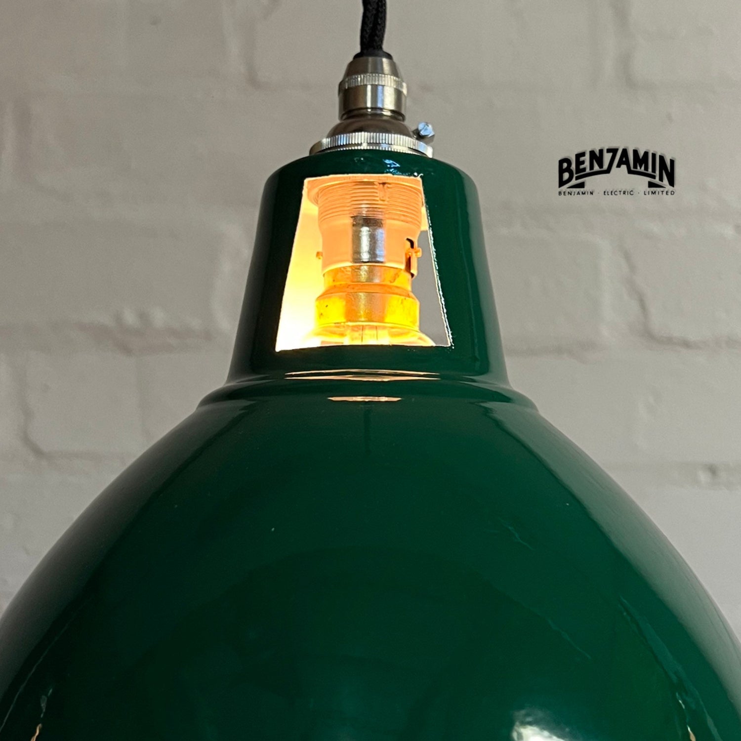 Shropham ~ 3 x Original Green Shade Design Pendant Wire Set Galvanised Track | 8 Inch Vintage Dome Light | Dining Room | Kitchen Table