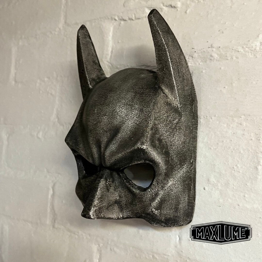 Wall Mount Solid Cast Iron Superhero Knight Mask Dark Black Pewter Finish