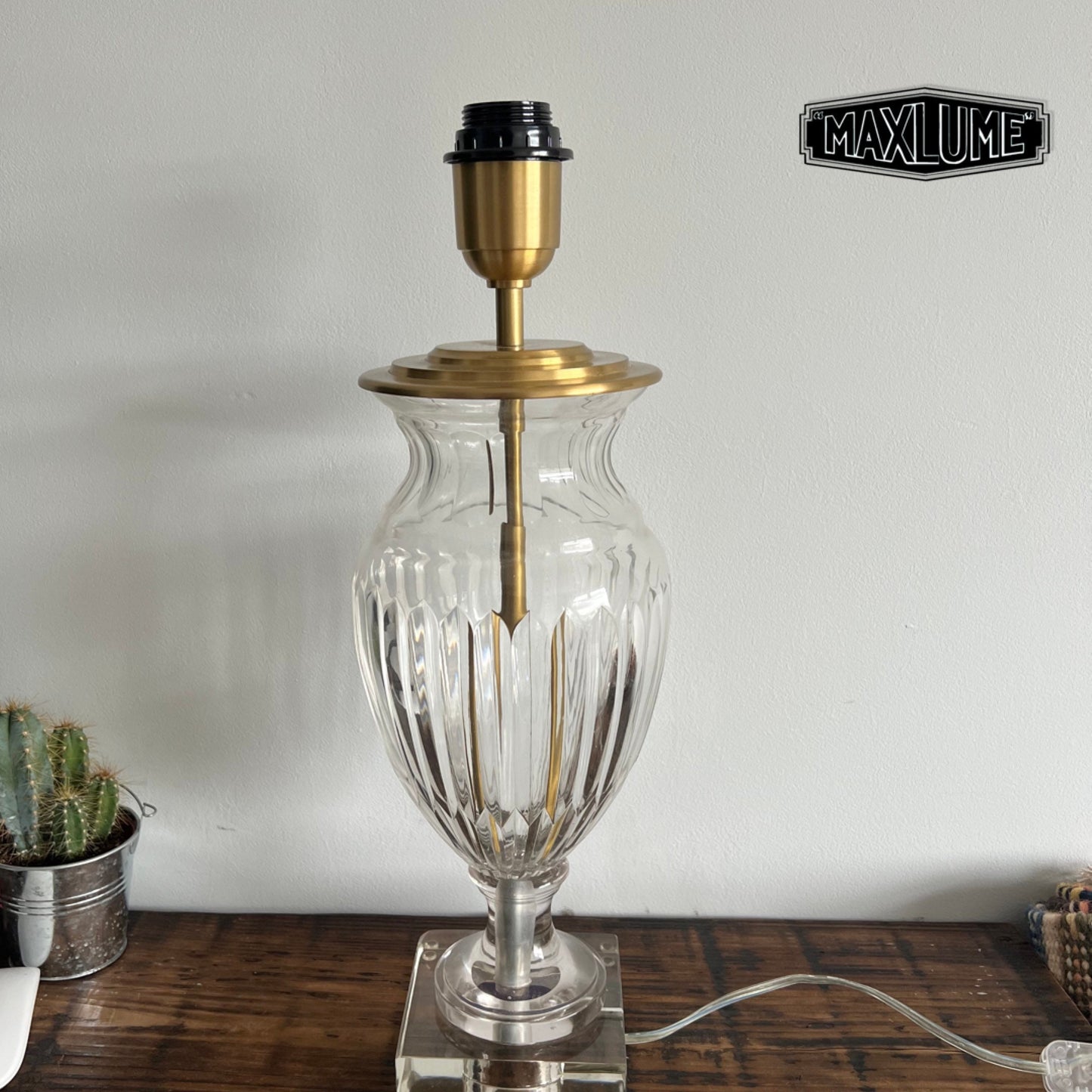 Maxlume ~ Solid Brass & Glass Table Lamp Vintage Style | Bedroom | Bedside Reading Light | Retro | Hallway