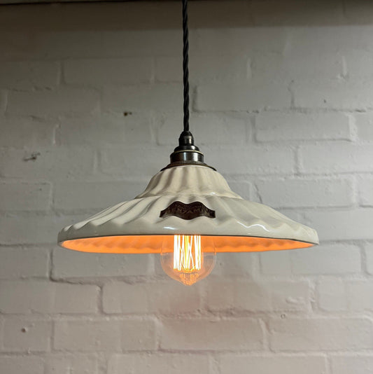 Lenwade ~ White Prismatic Ceramic Shade Light Ceiling Dining Room Kitchen Table Vintage Edison Filament Lamps Pendant Bar | 10 Inch