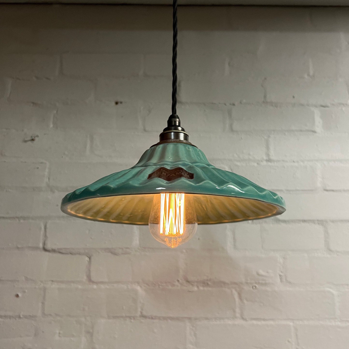 Lenwade ~ Duck Egg Blue Ceramic Shade Light Ceiling Dining Room Kitchen Table Vintage Edison Filament Lamps Pendant Odette