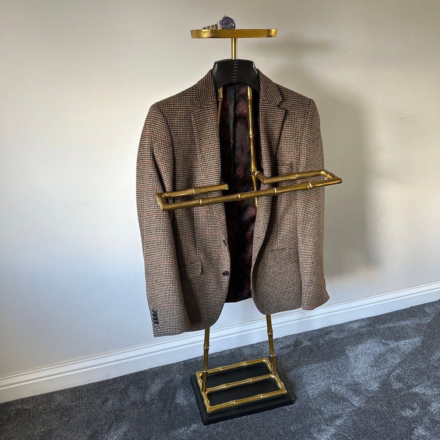 Luxury Dressboy Vintage Brass / Black 50.5 x 31 x H. 117 cm - Clothes Rack Coat Rack Suit Stand Mute Servant Gentleman - Luxury Accessories