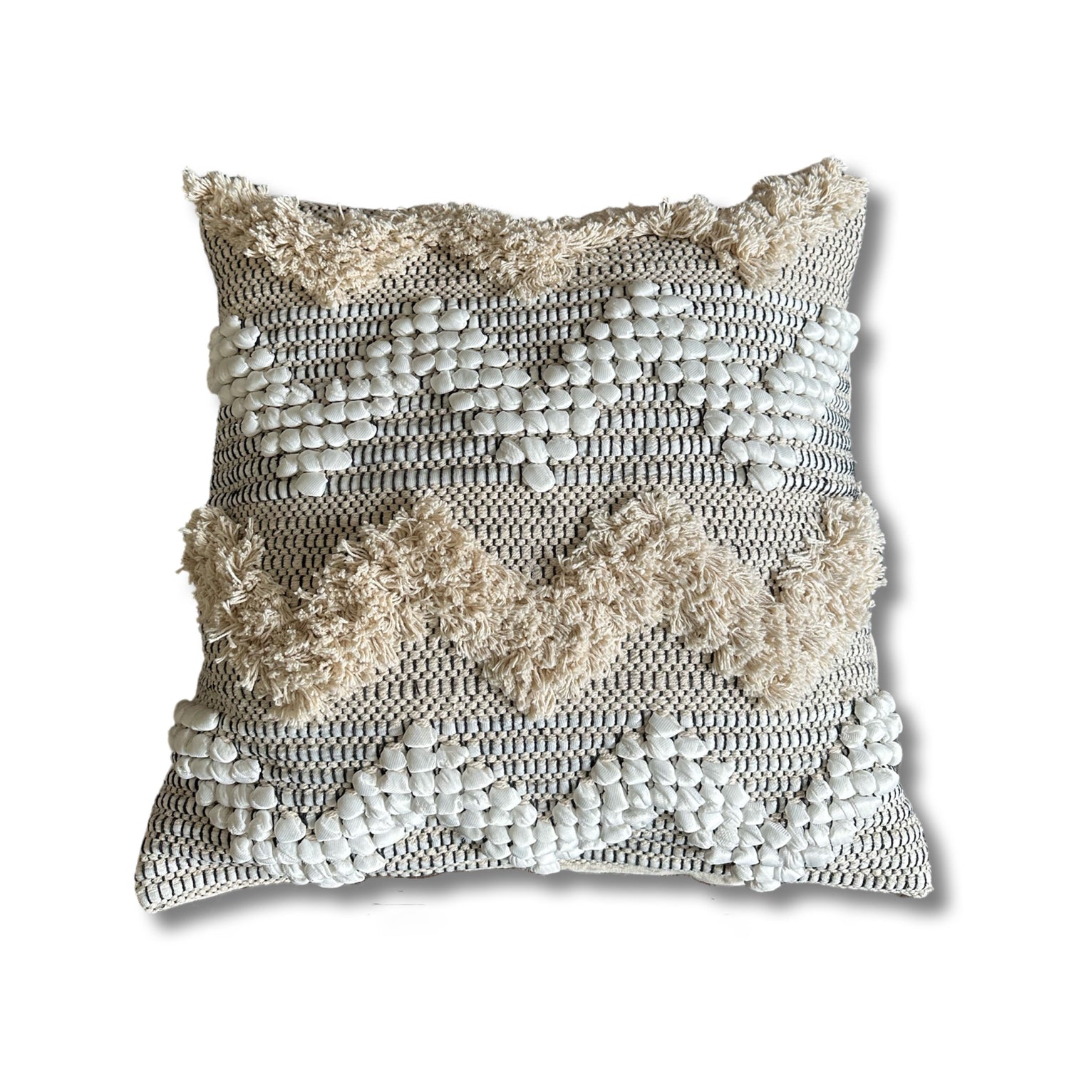 Luxury Plaited Chevron Cushion | Woven Pillow Cover | Plait Detail | Braided Pillow | 20x20 With Wool Boho Filling | by Maxlume