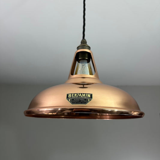 Cawston ~ Genuine Solid Copper Shade Slotted Design Pendant Set Light | Dining Room Ceiling Kitchen Table | Vintage Industrial | 11 Inch