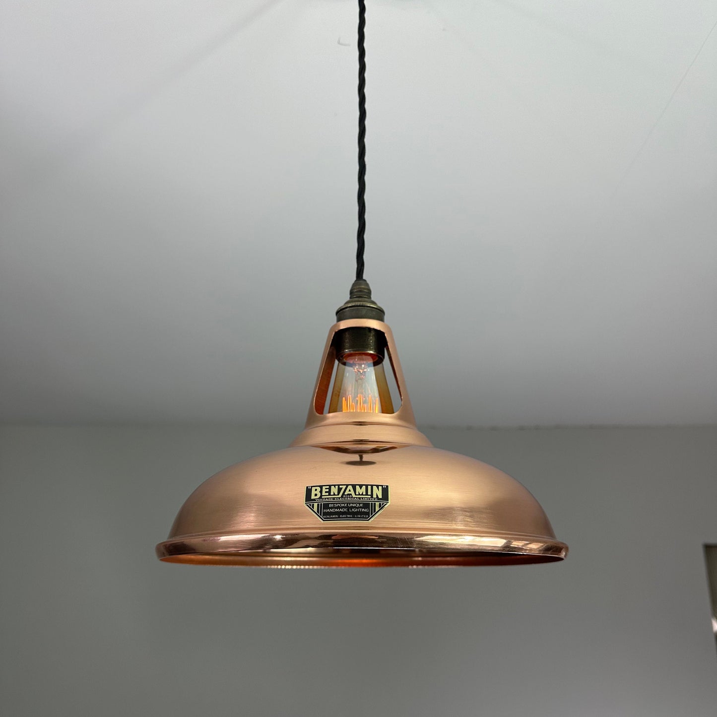 Cawston ~ Genuine Solid Copper Shade Slotted Design Pendant Set Light | Dining Room Ceiling Kitchen Table | Vintage Industrial | 11 Inch