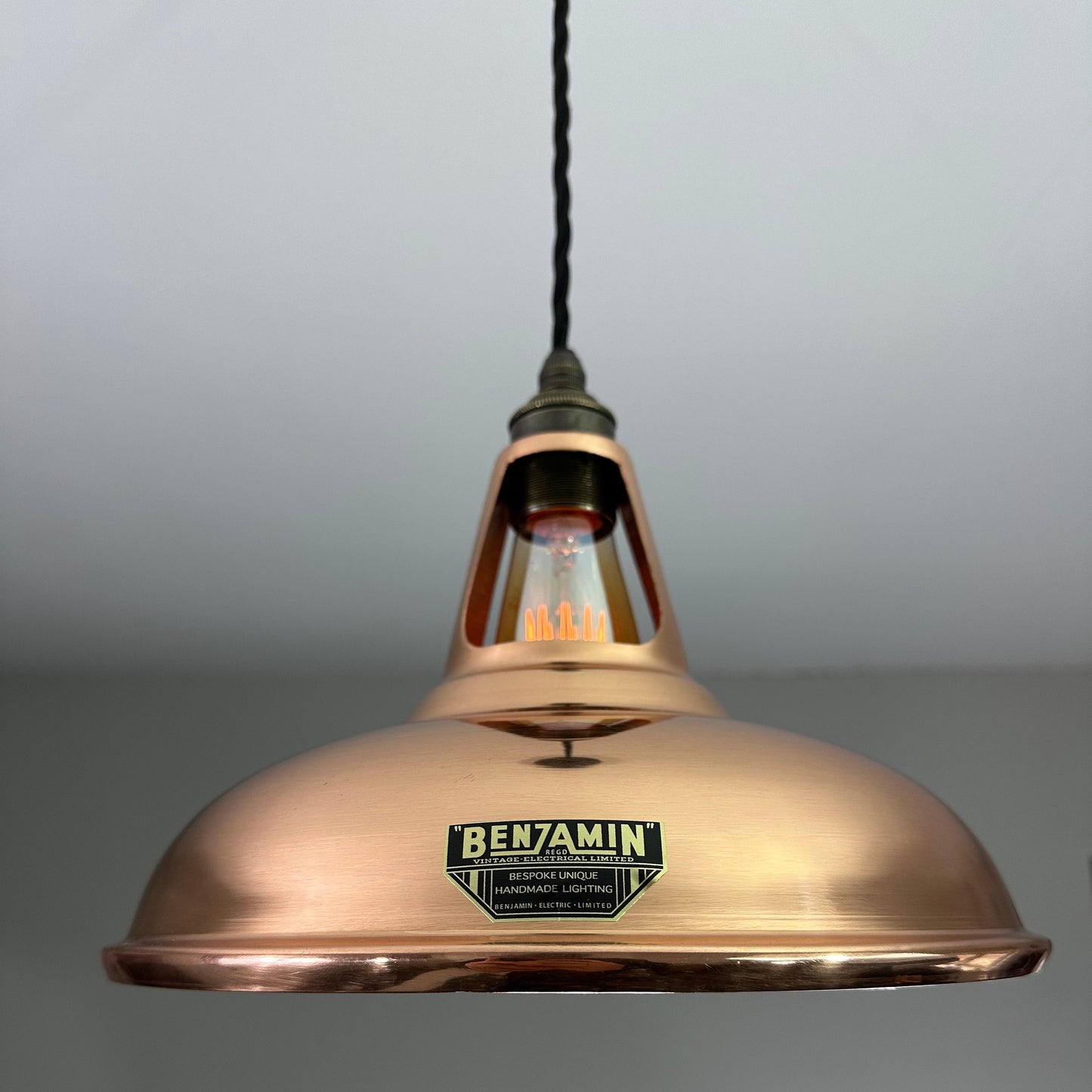 Cawston ~ Genuine Solid Copper Shade Slotted Design Pendant Set Light | Dining Room Ceiling Kitchen Table | Vintage Industrial | 11 Inch